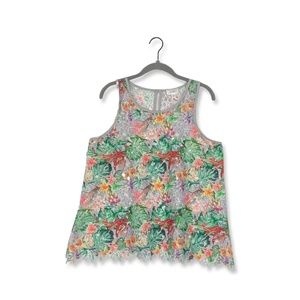 Anthropologie Inari Watercolor Floral Lace Sleeveless Top Blouse